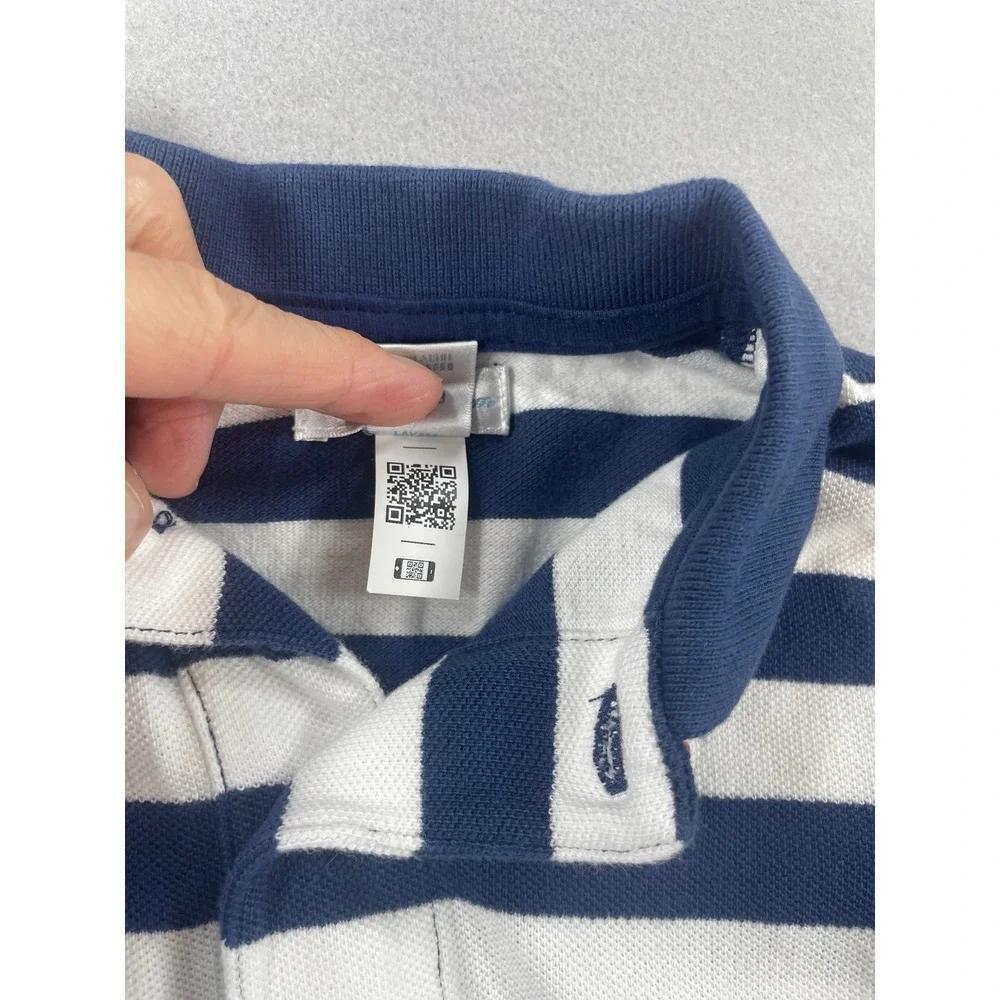 Ralph Lauren Baby Boy Cotton Piqué Polo Coverall Blue Stripe 18M